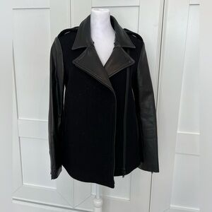 DANIER moto jacket with leather collar and arms size small